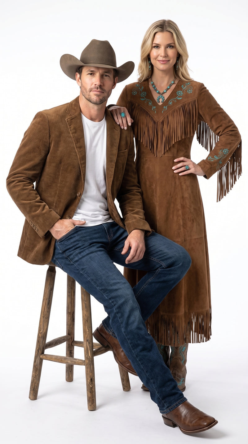 Men’s Brown Corduroy Country Blazer – Two-Button Western Sport Coat for Casual
