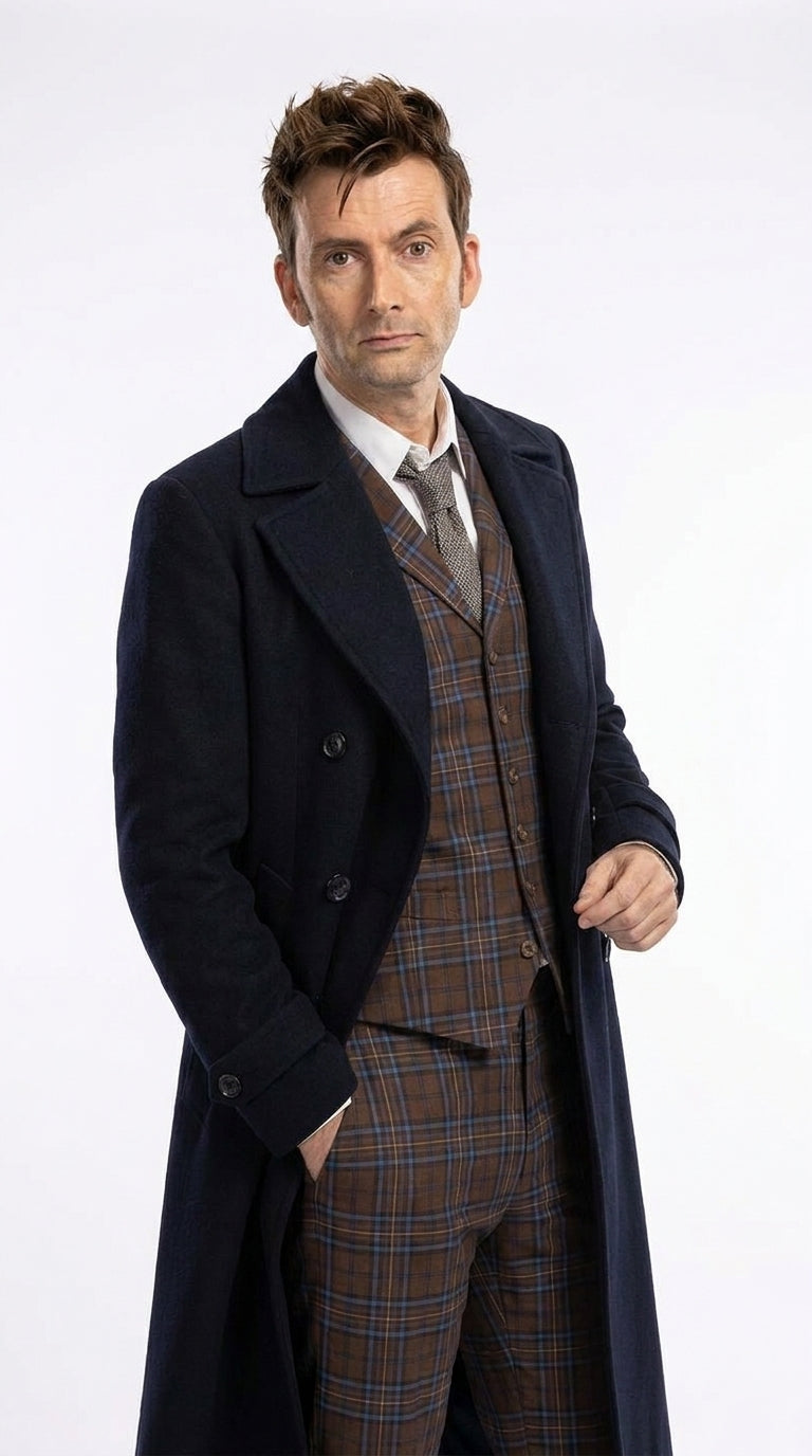 Menās Black Long Overcoat ā Doctor Who Fourteenth Doctor David Tennant Inspired Costume Coat