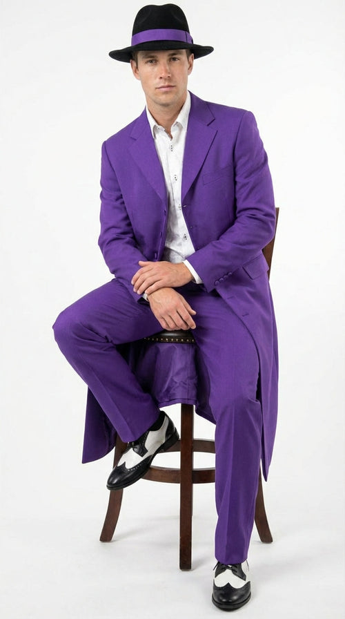 Purple Zoot Suits for Men | Classic Mafia & Gangster Style Long Coat Suit | Vintage 1920s–1940s Formal Outfit
