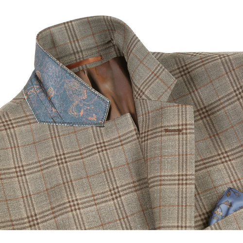 563-12 Men's Slim Fit Wool Checked Suits