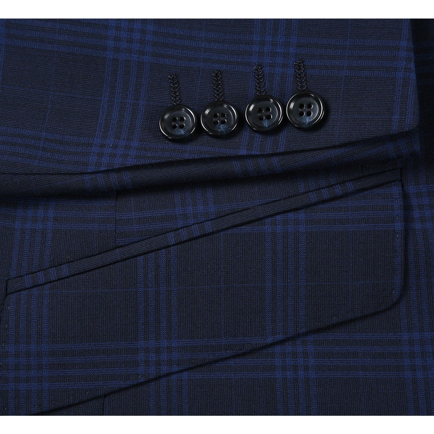 564-3 Men's Slim Fit Wool Blend Stretch Checked Suit