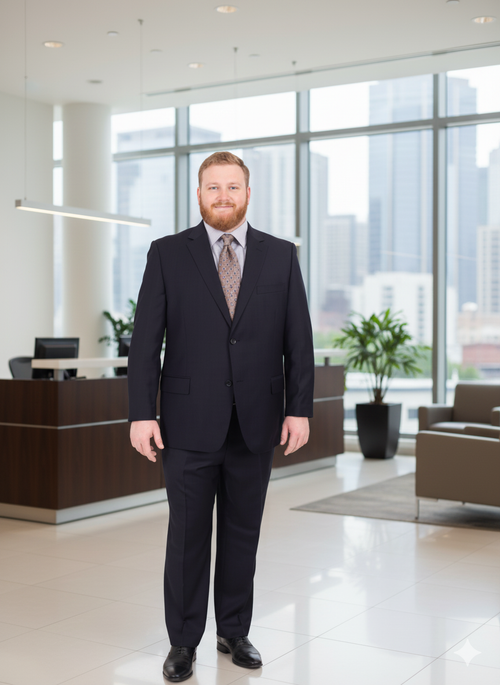 Mix And Match Suits Men's Two Button Portly Solid Dark Navy Blue Suit For Men Super 140'S Suit Executive Fit Suit - Mens Portly Suit