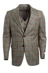 "Mens Stacy Adams Suit - Stacy Adams Suit Men's Vested Suit - Tan & Gold Windowpane Plaid, One Button Peak Lapel"
