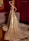 Metallic A-line Slit Gown by Rachel Allan 50372