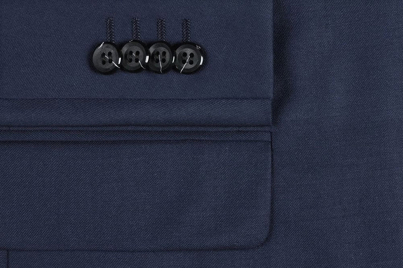 Bevagna Collection - Blue 100% Virgin Wool Regular Fit Pick Stitched 2 Piece Suit
