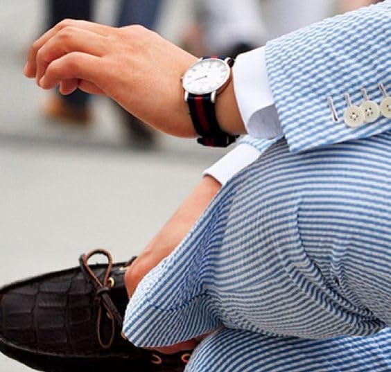 Mens Seersucker Pants - Summer Casual Pinstripe Modern Fit in Color Blue