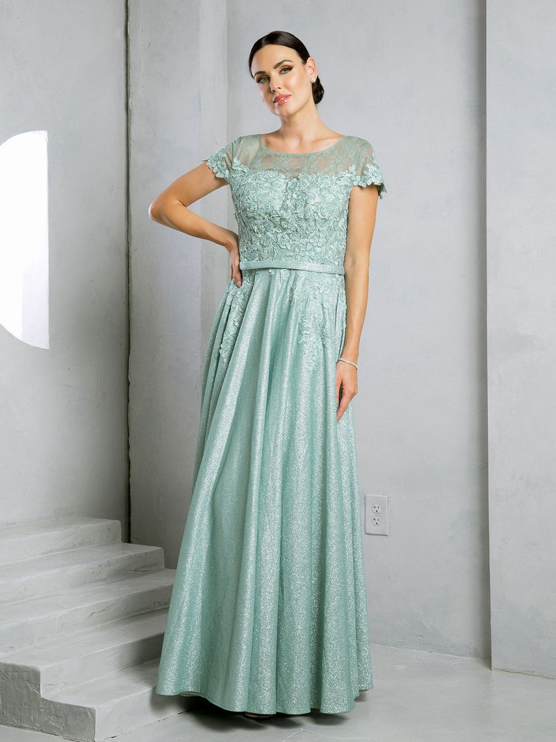 Eva USA EV5273 Long Metallic-Blend Evening Dress with Subtle Sheen