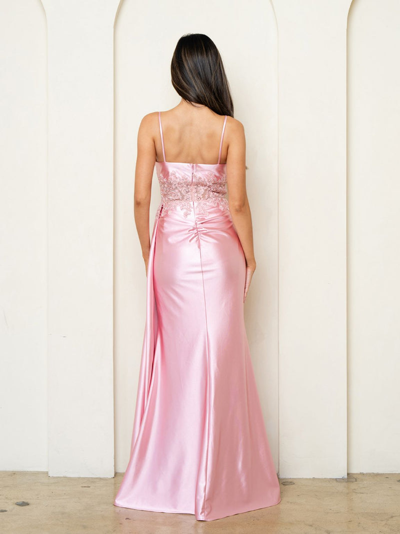 Eva USA EV5278 Sleek Slit Design Lightweight Lined A-Line Dress