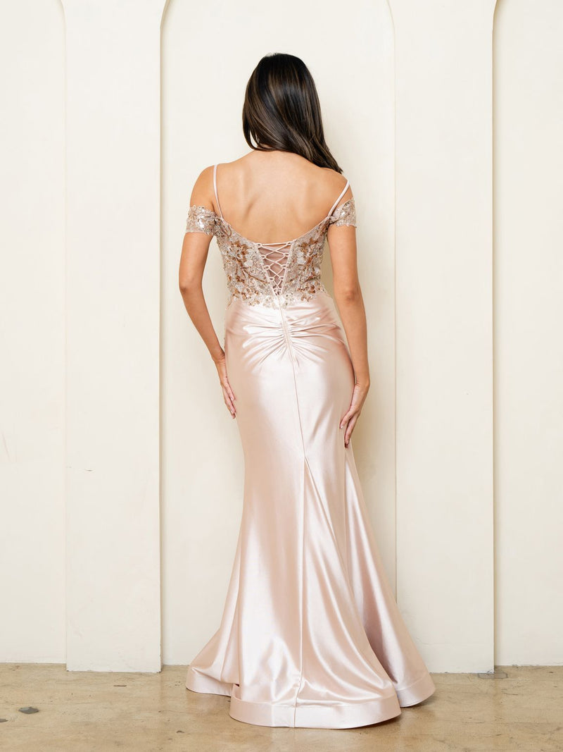Eva USA EV5291 Sequin-Embellished Tailored Long Dress for Formal Events