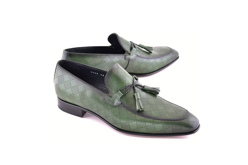 C0001111-5509 Tassel loafer with designed leather-green