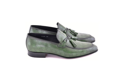 C0001111-5509 Tassel loafer with designed leather-green