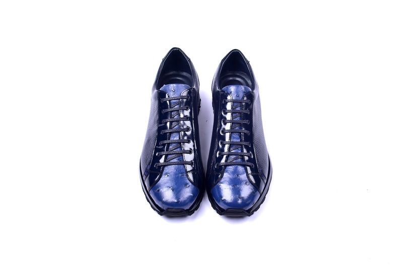 C0013042-5581 Genuine Ostrich Fashion Sneaker- Navy