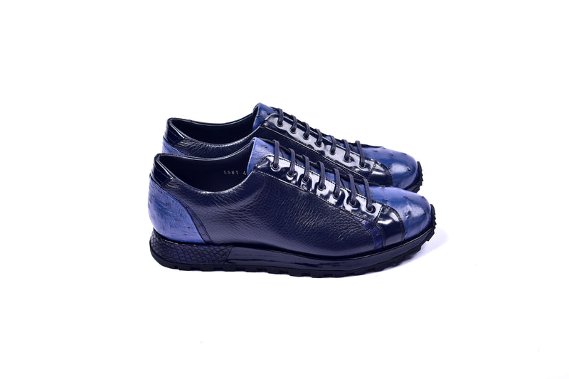 C0013042-5581 Genuine Ostrich Fashion Sneaker- Navy