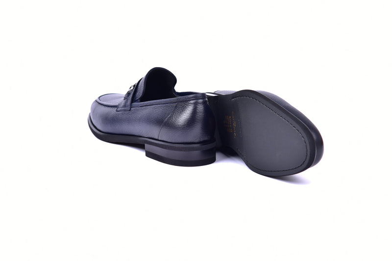 C001104-5844 Deer Skin Buckle Loafer- Navy