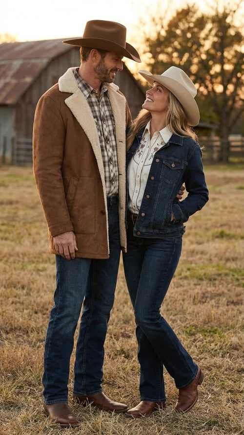 Men's brown western faux suede blazer coat features a slightly oversized shape with a notched collar and front pockets, crafted from a soft faux suede material.