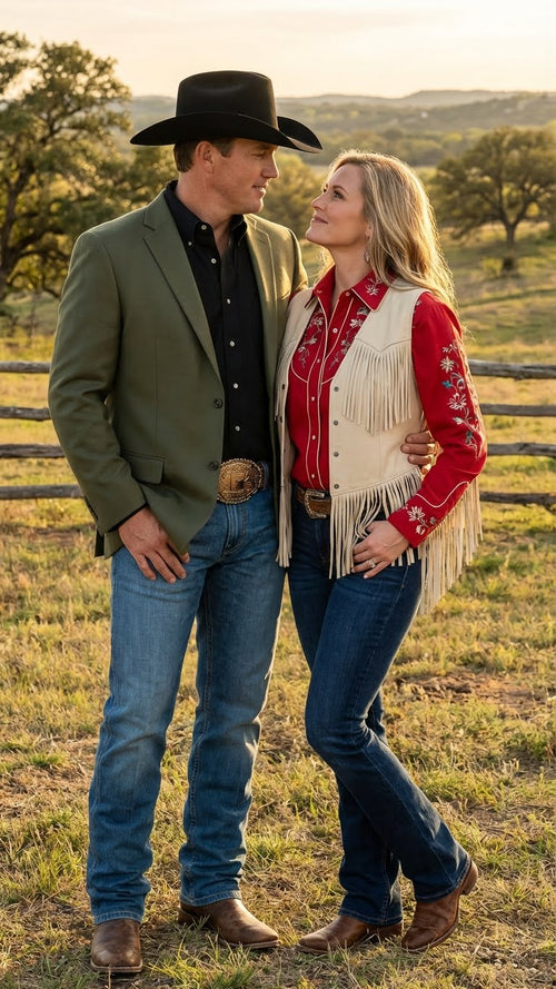 Mens Olive Green Western Blazer Jacket, Classic Cowboy Style Sport Coat for Casual Formal Wear with Jeans