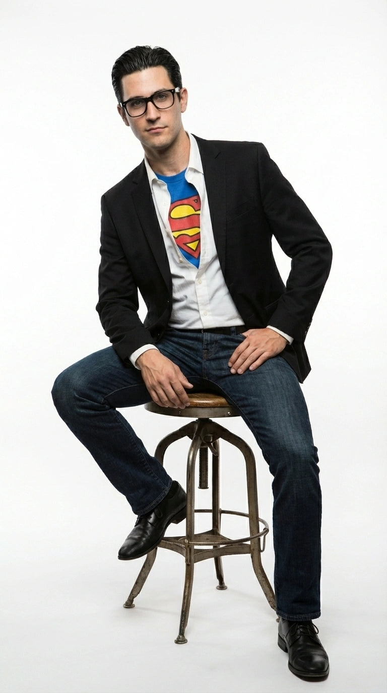 Mens Black Blazer – Clark Kent Inspired Smart Casual Office Blazer for Men Classic Everyday Formal Jacket