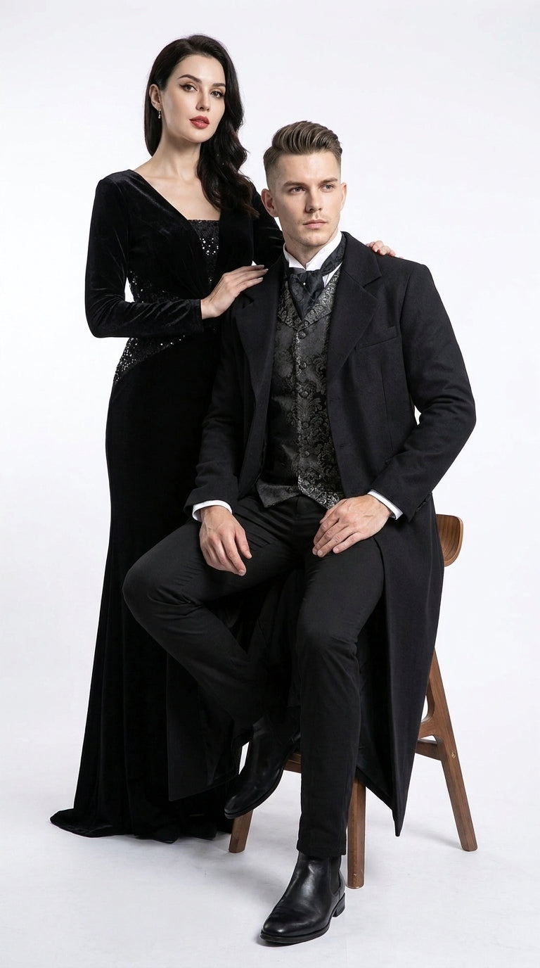 Menās Matrix Neo Inspired Black Wool Duster Coat ā Long Gothic Victorian Full Length Overcoat