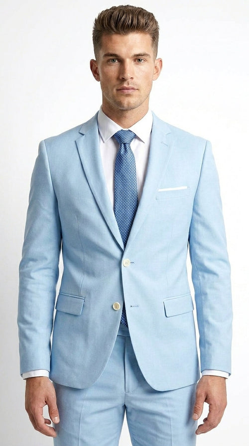 Men’s Light Blue Suit with Shorts – Casual Summer Blazer and Shorts Set for Wedding, Party and Smart Casual Wear