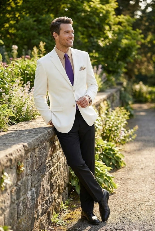 Men’s White Blazer Jacket – Classic Fit Formal Sport Coat with Gold Buttons