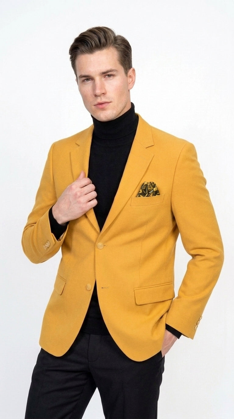 Men’s Mustard Gold Blazer, Fashion Sport Coat Wedding Party Church Dress Jacket