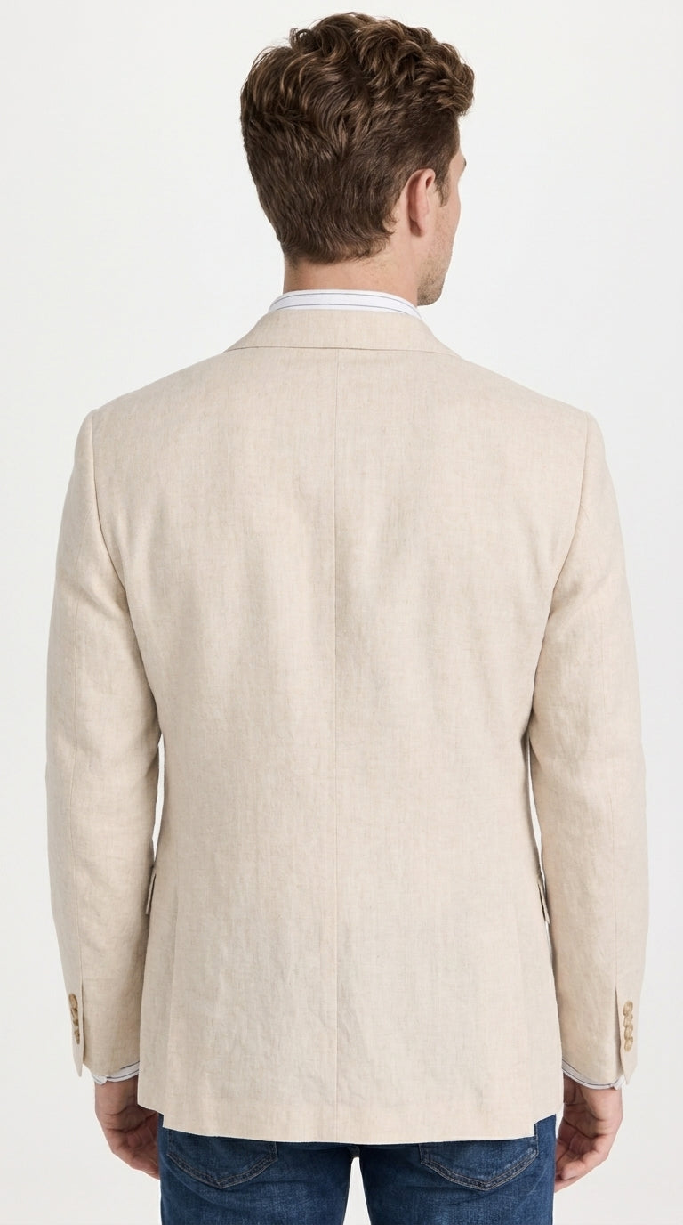 Men’s Light Tan Sport Coat – Classic Two-Button Casual Blazer for Business, Weddings & Smart Casual Wear Modern Fit Linen Fabric