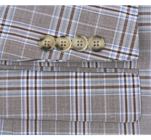 292-7 Men's Slim Fit 2-Piece Single Breasted Check Dress Suit