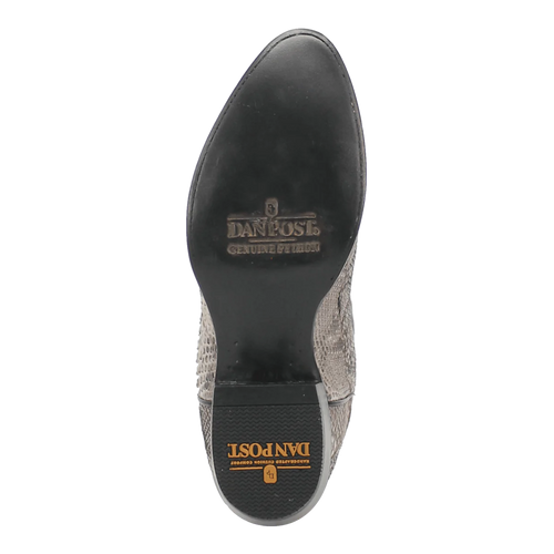 Dan Post Men's Manning Python boots: Natural snakeskin upper with round toe. Black rubber sole with embossed branding.
