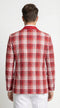 Mens Tartan Red and White Plaid Blazer – Check Pattern Sport Coat Red Shawl Lapel Party Christmas Holiday New Year