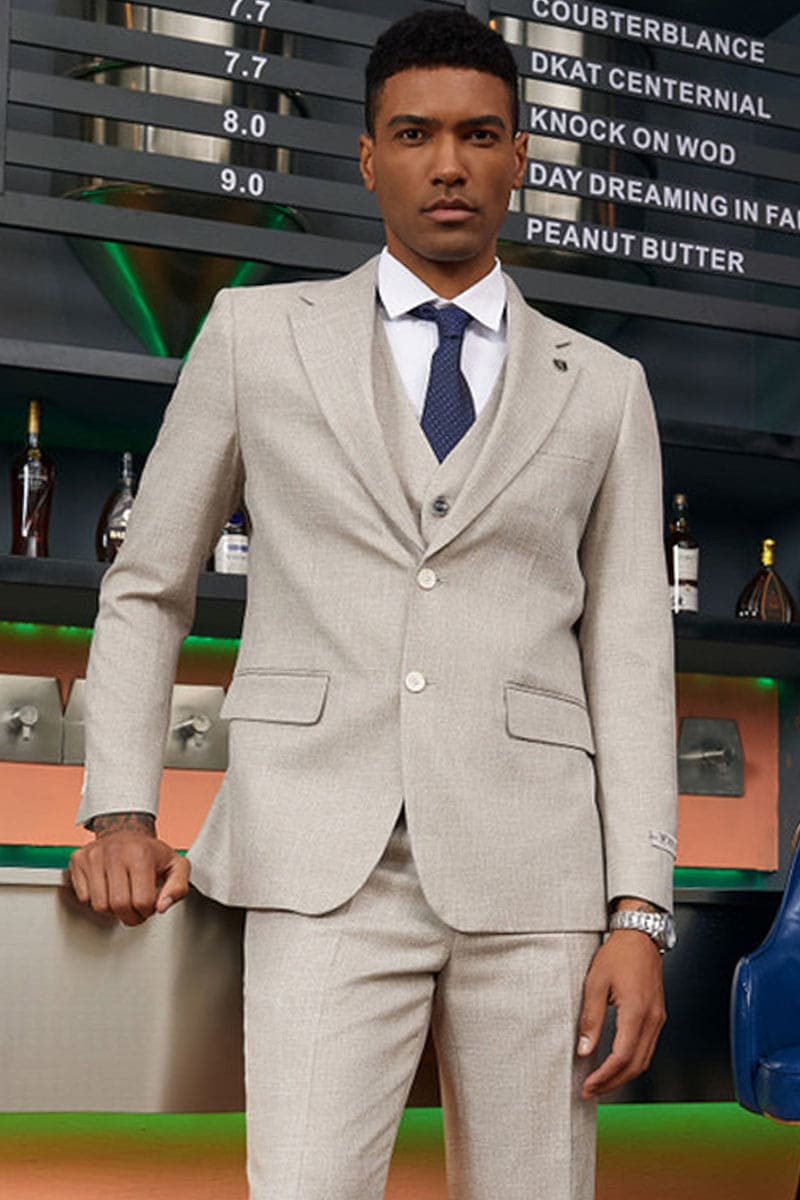 Mens Stacy Adams Suit - Stacy Adams Suit Men's Summer Suit - Two Button Vested in Stone Grey
