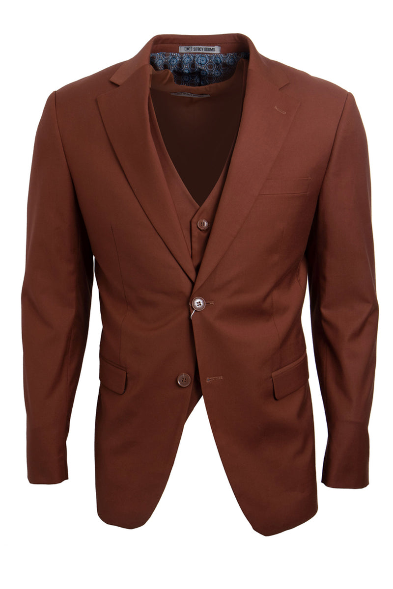 "Mens Stacy Adams Suit - Stacy Adams Suit Men's Two Button Vested Basic Suit - Brown"