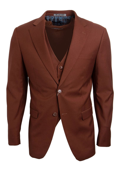"Mens Stacy Adams Suit - Stacy Adams Suit Men's Two Button Vested Basic Suit - Brown"
