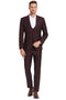 "Sharkskin Suit Men's - Burgundy Windowpane Plaid, Two Button Vested Peak Lapel"