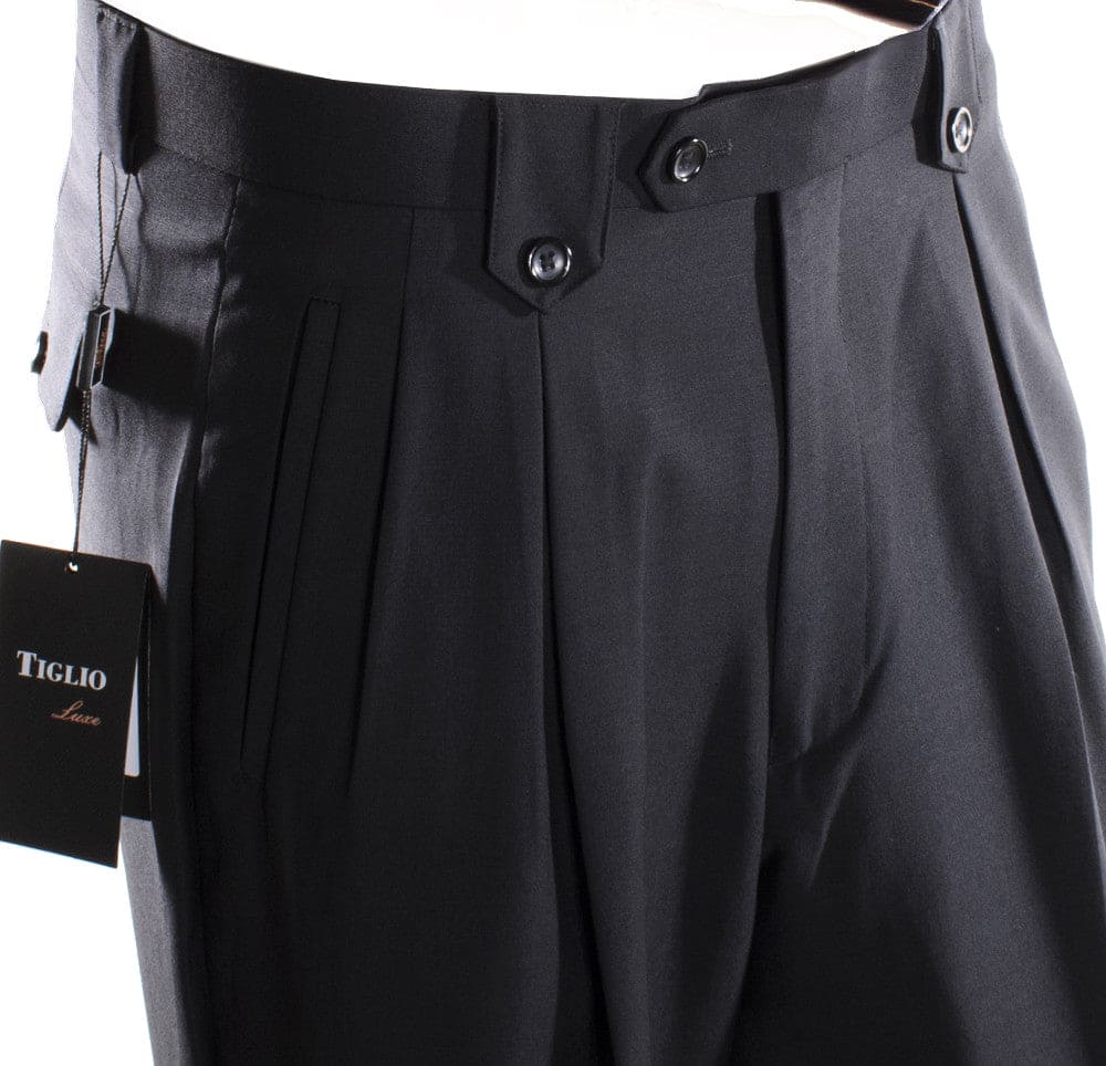 Tiglio Luxe Black Wide Leg, Pure Wool Dress Pants 2576 TIG1001