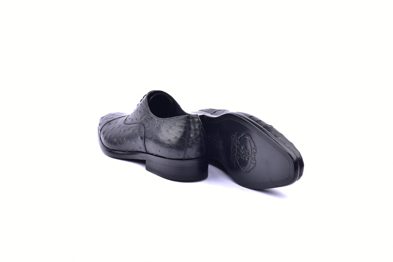 C009-6265 Genuine Ostrich Cap toe- Black