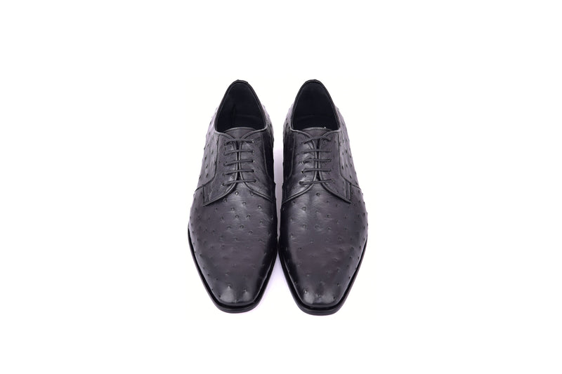 C01502-6348 Genuine Ostrich Black Lace up