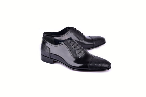 C0001301-6708 Cap toe Ostrich-Black
