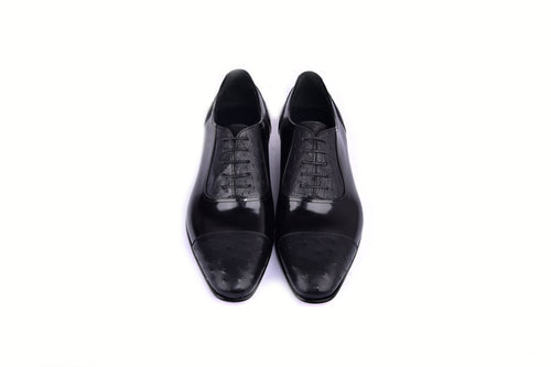 C0001301-6708 Cap toe Ostrich-Black