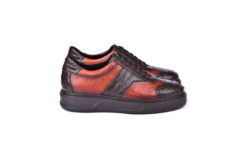 C001302-6988 Full Ostrich Sneaker- Brown