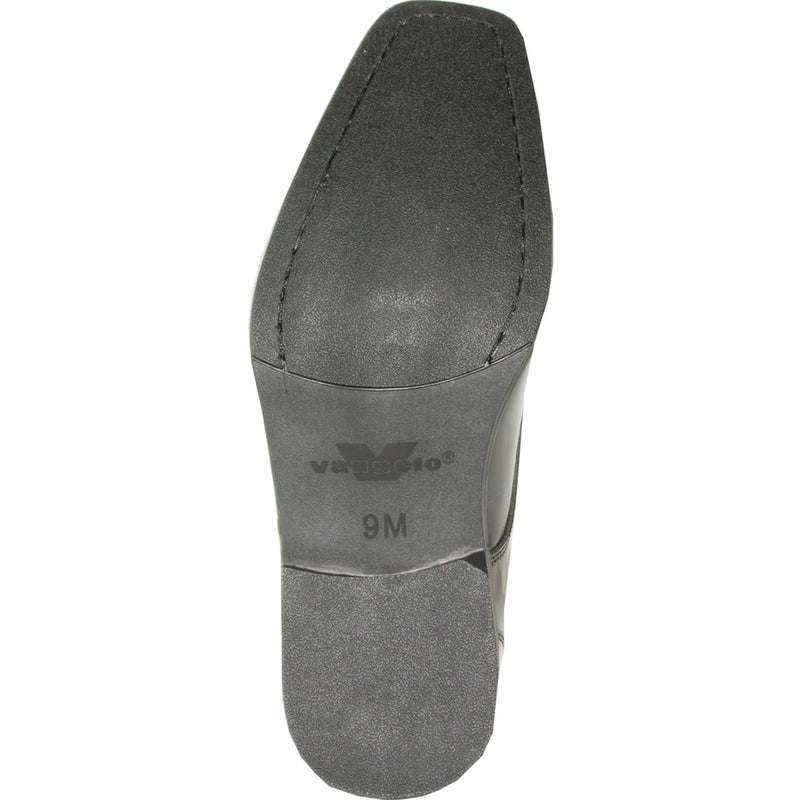 Bravo Mens Modern Pointy Square Toe Oxford Patent Tuxedo Shoe in Black