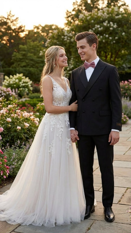 Classic black double-breasted tuxedo for men by Alberto Nardoni. 100% Super 150s Italian wool. Tailored fit, structured silhouette, wide lapels, satin finish. Includes matching flat-front trousers.