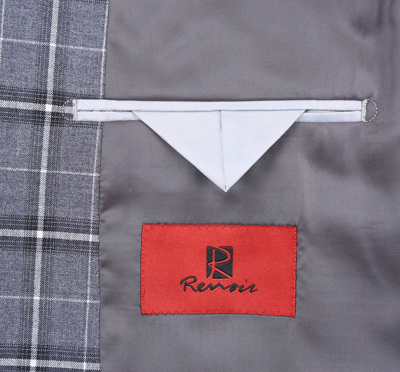 293-14 Men's Classic Fit Single Breasted Grey & White Check Suits