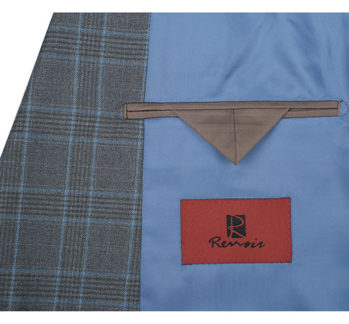 293-5 Men's Two Piece Classic Fit Windowpane Check Dress Suit