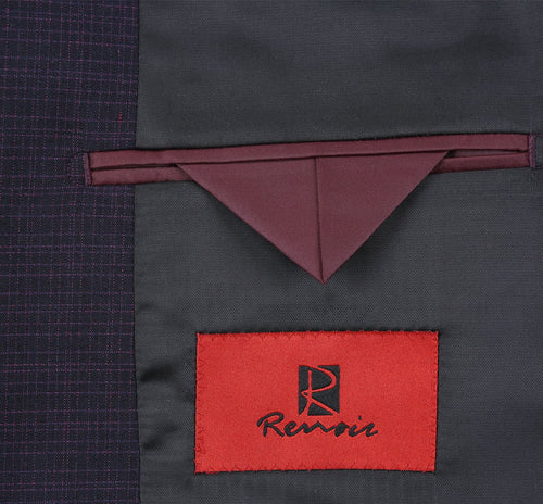 293-13 Men's Classic Fit Single Breasted Black Micro Check Notch Lapel Suits