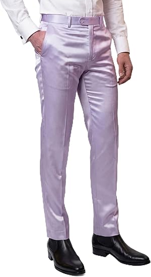 Mens Solid Color Shiny Satin Dress Pants 6VP1010