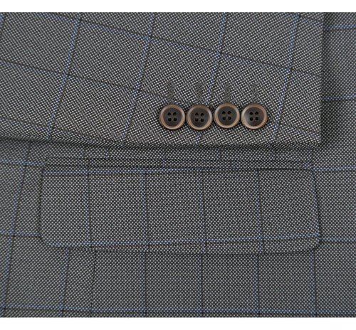 292-2 Men's Two Piece Classic Fit Windowpane Check Dress Suit