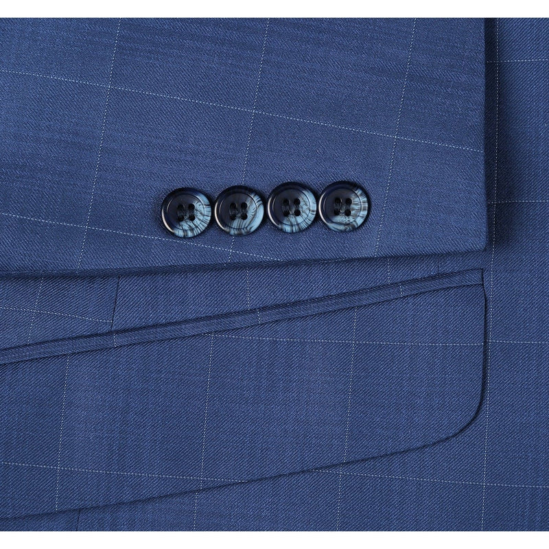 291-20 Men's Slim Fit 2-Piece Single Breasted Check Dress Suit