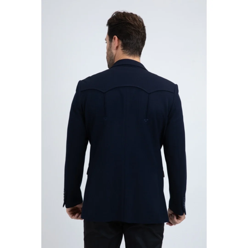 Mens Double Button Western Blazer - Navy