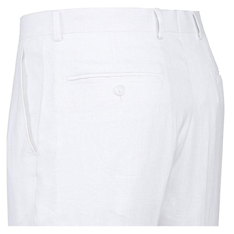 601-20 Men's Notch Lapels White Solid Linen Suits