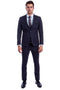 "Men's Skinny Fit Two Button Plaid Suit with Low Cut Vest - Blue & Brown"